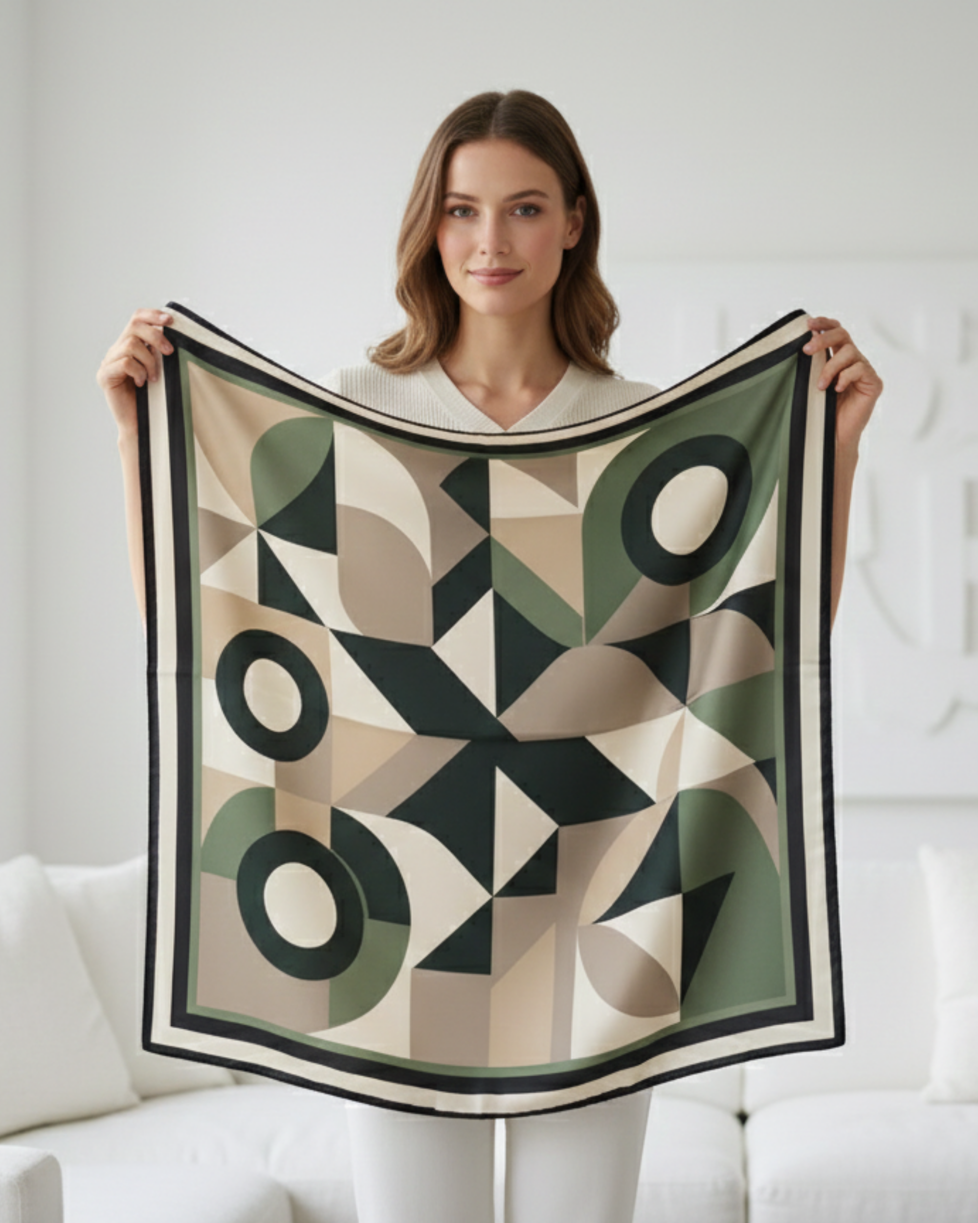The 'Retro Green' Silk Square