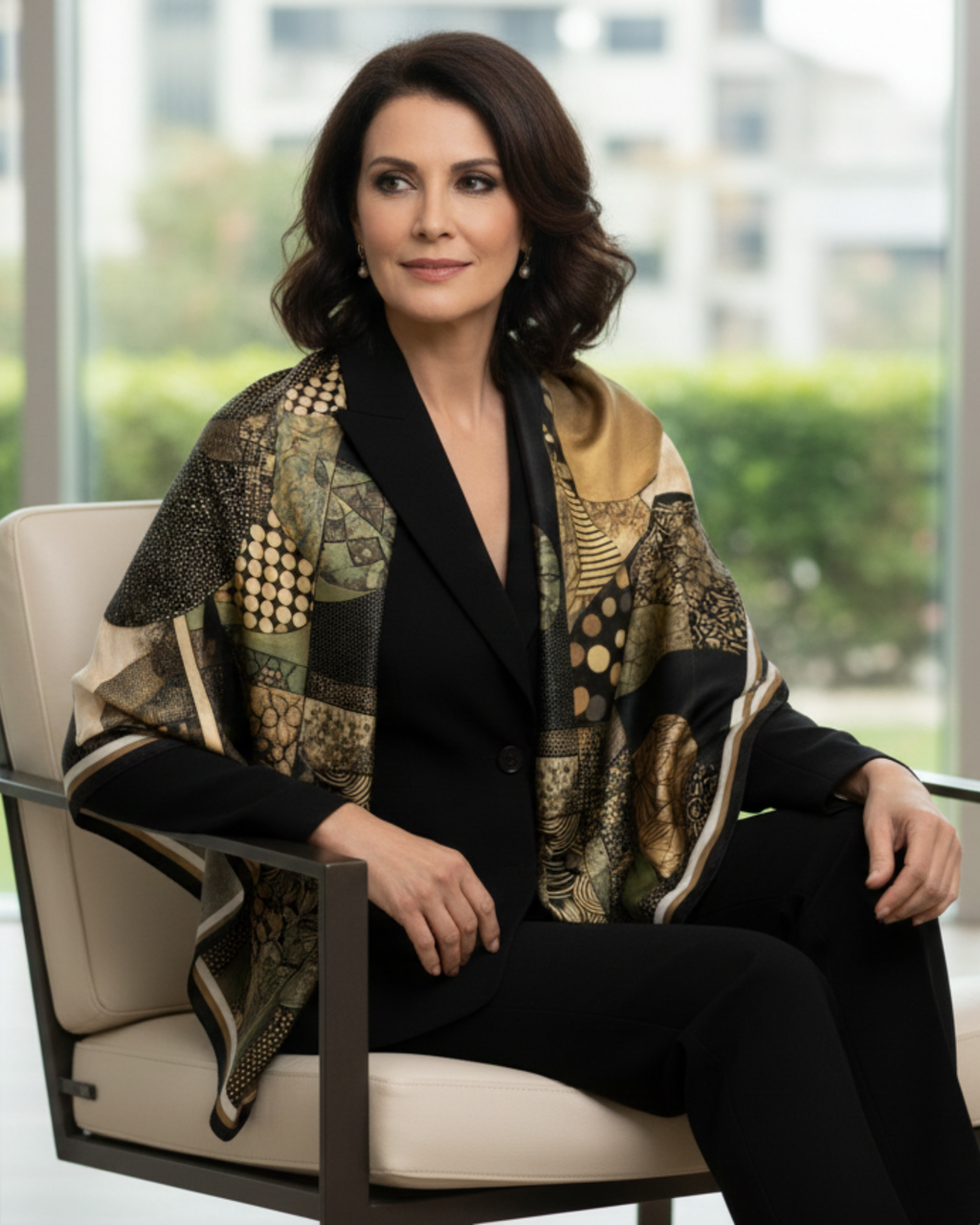 The 'Textured Gold' Silk Scarf