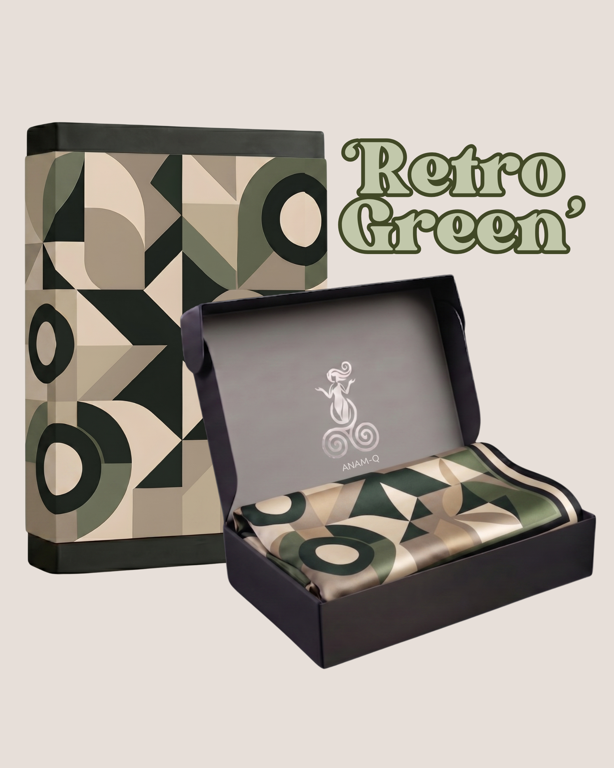 The 'Retro Green' Silk Square
