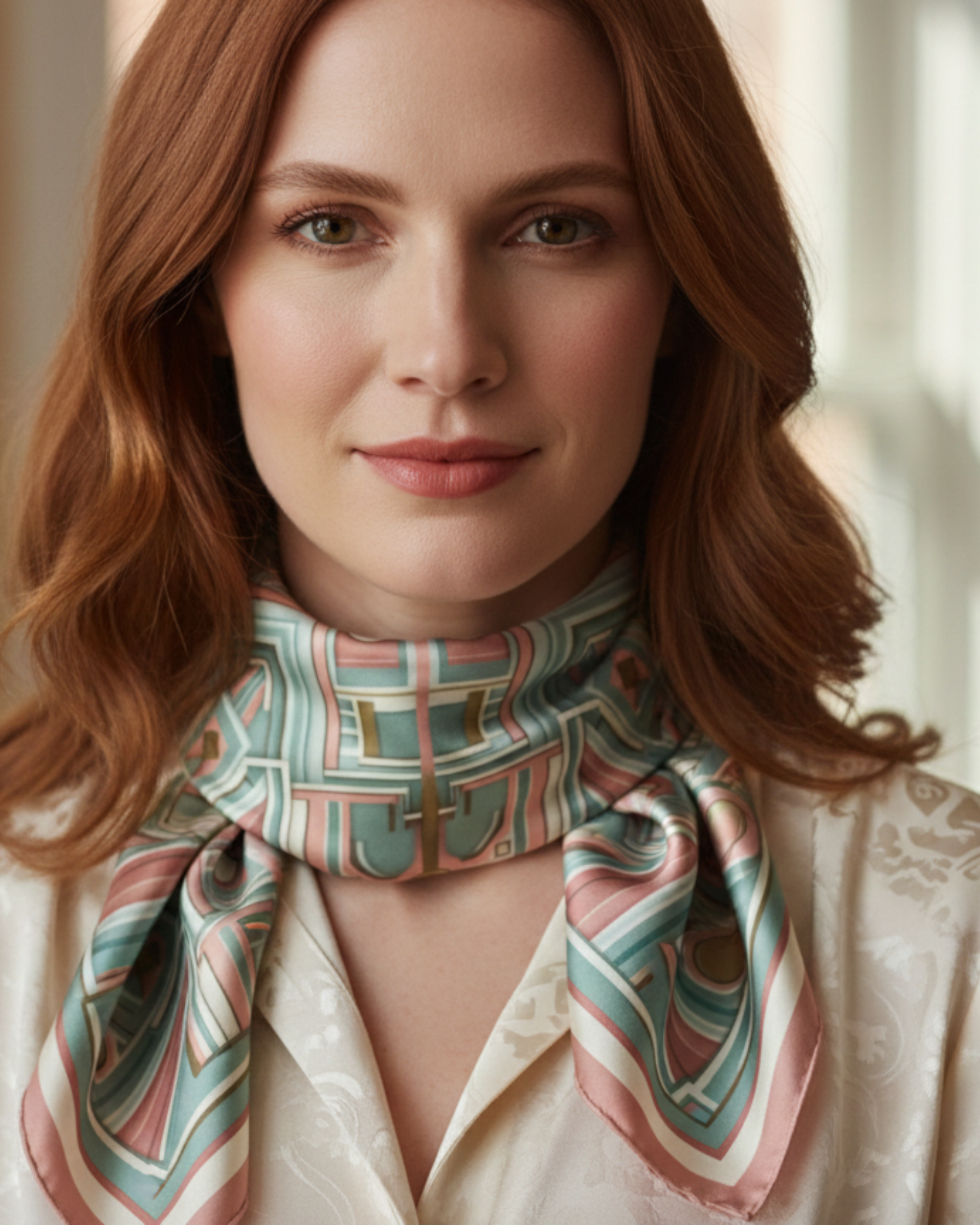 The 'Deco Blush' Silk Square
