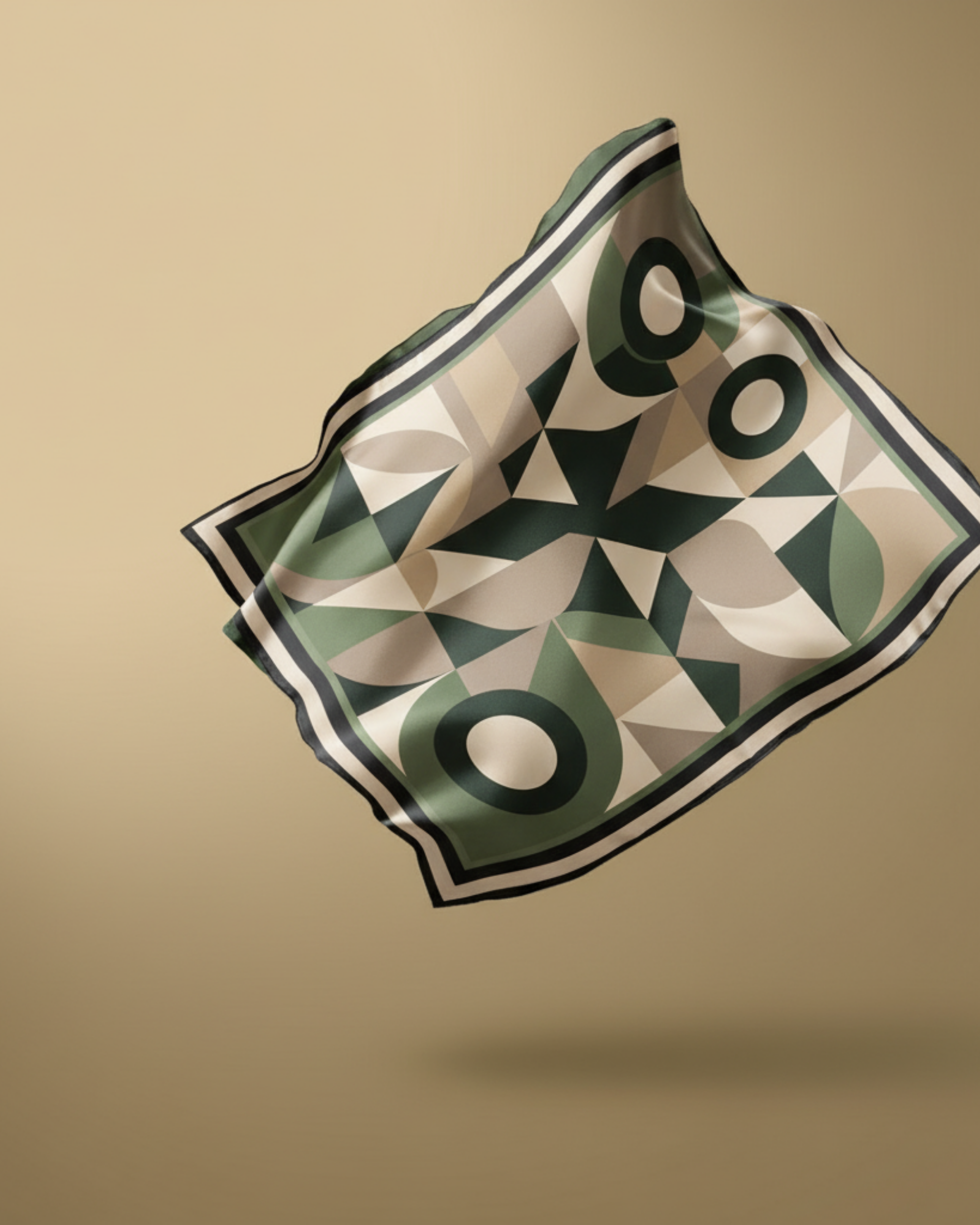 The 'Retro Green' Silk Square