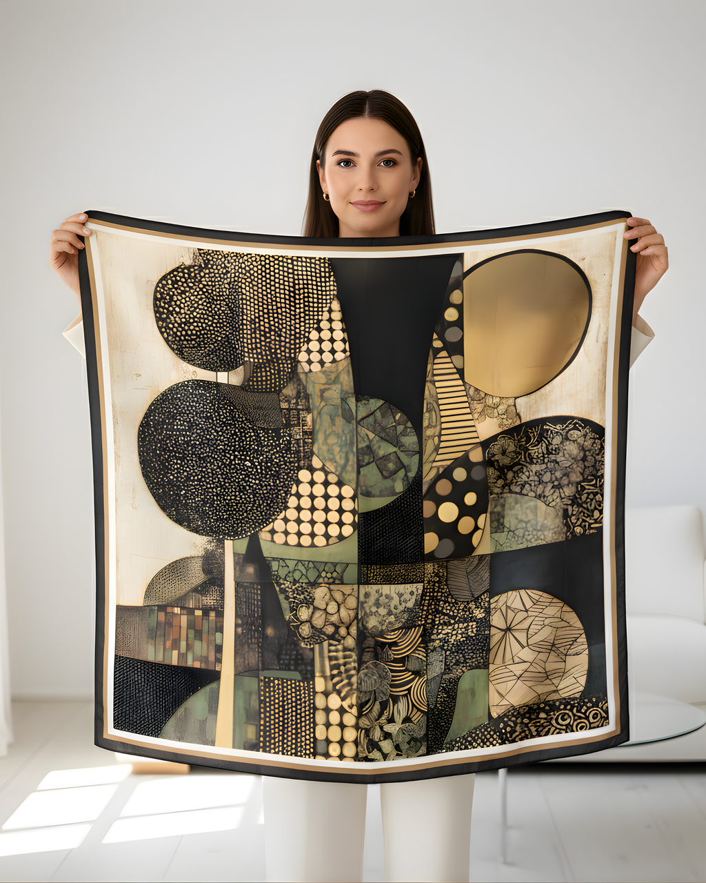 The 'Textured Gold' Silk Scarf