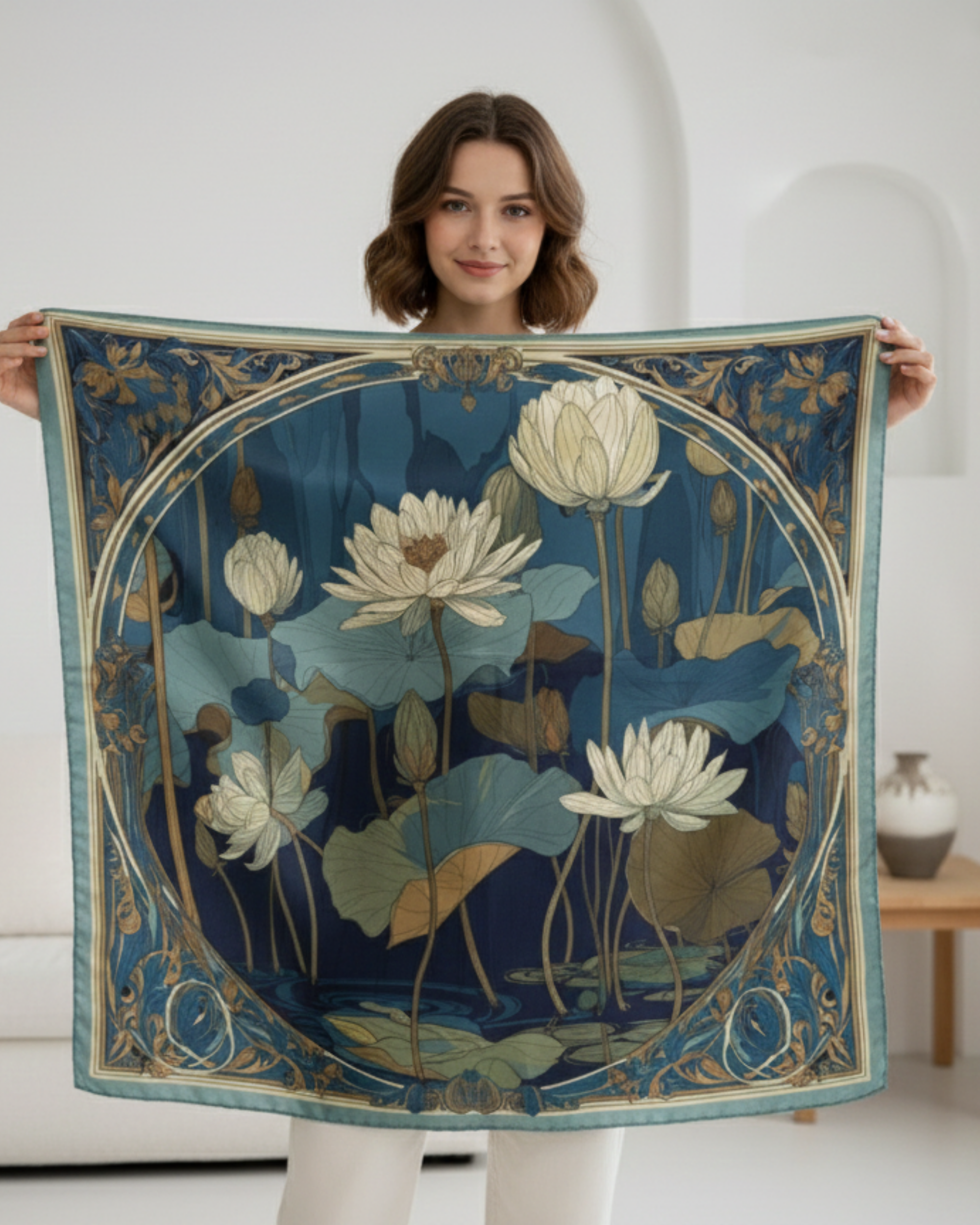 The 'Nouveau Lily' Silk Square