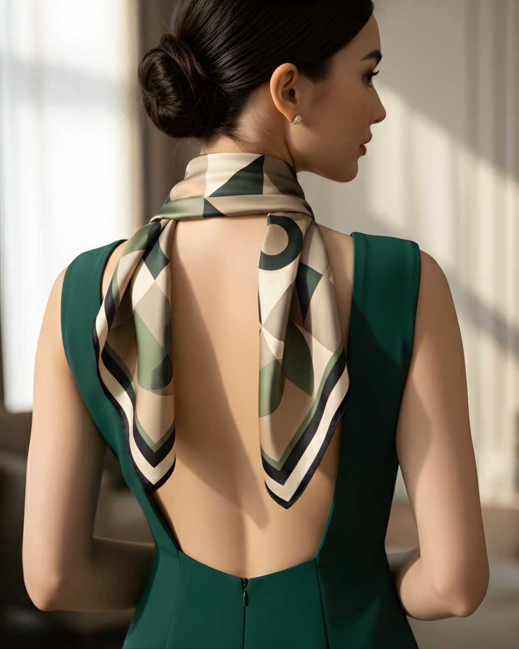 The 'Retro Green' Silk Square