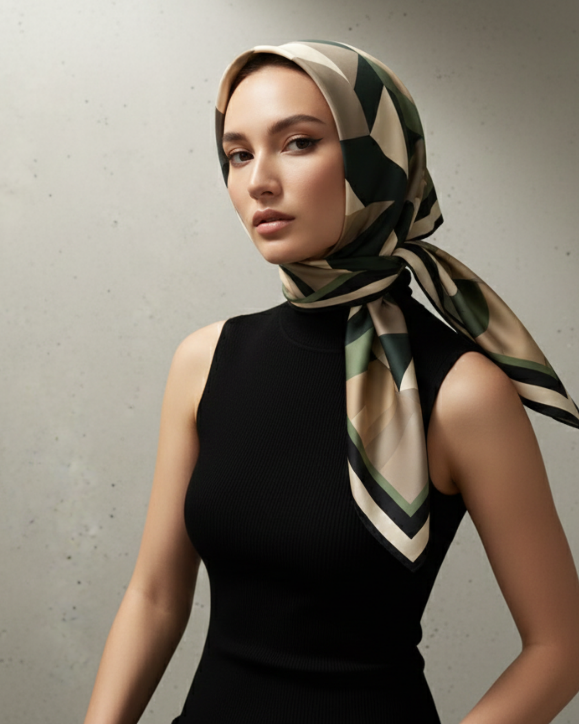 The 'Retro Green' Silk Square