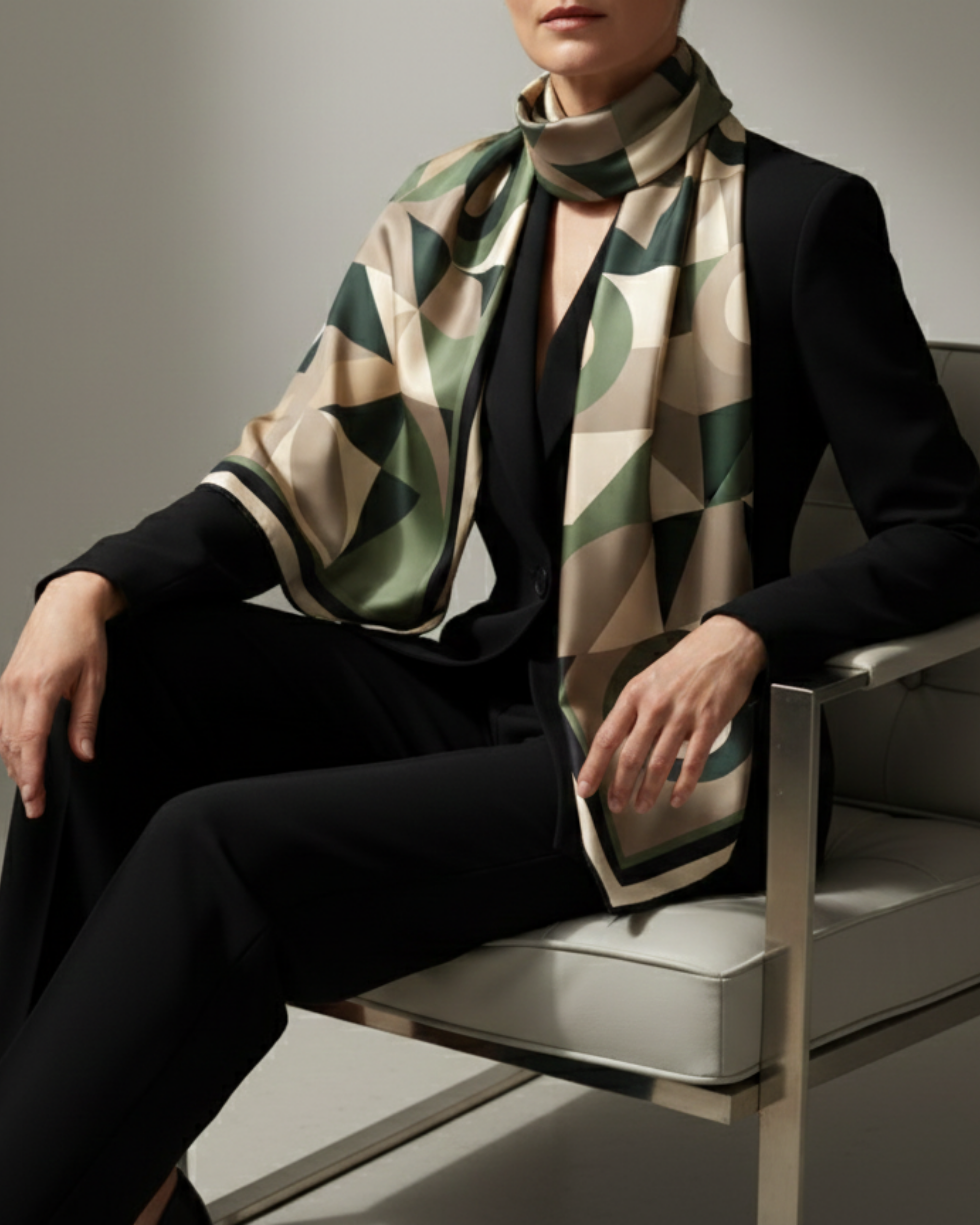 The 'Retro Green' Silk Square