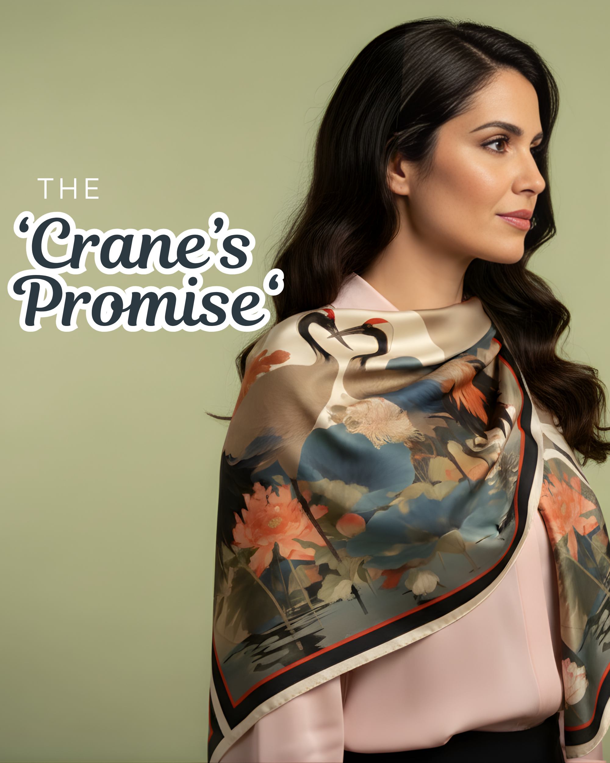 The 'Crane's Promise' Silk Square